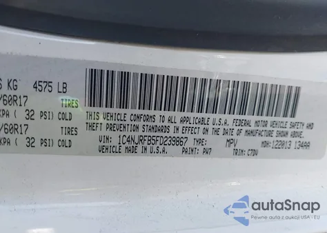 2015 Jeep Patriot Latitude z USA, uszkodzony, nr VIN 1C4NJRFB5FD239867